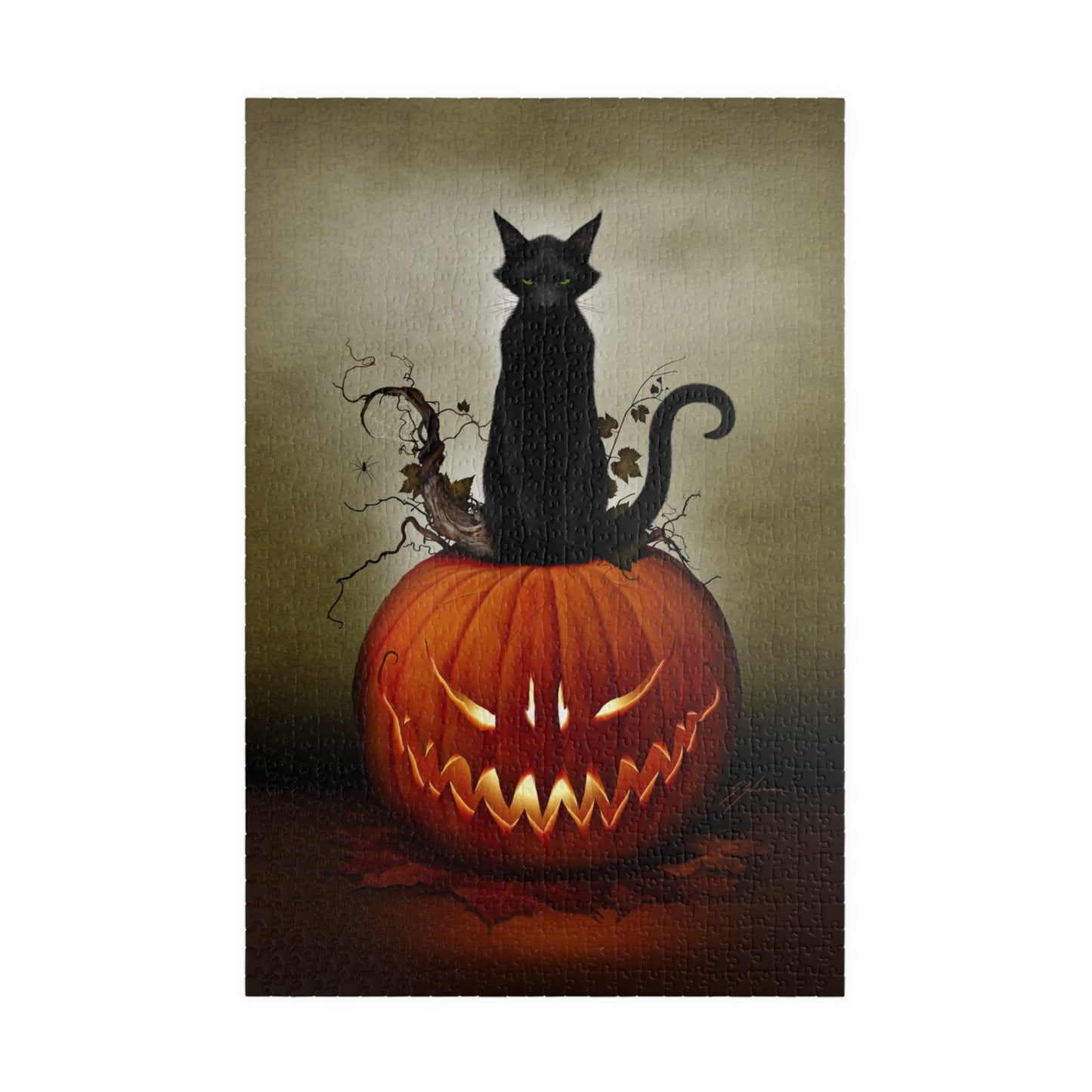 Cat O' Lantern 110-piece jigsaw puzzle — Halloween dark art by Mister Sam Shearon
