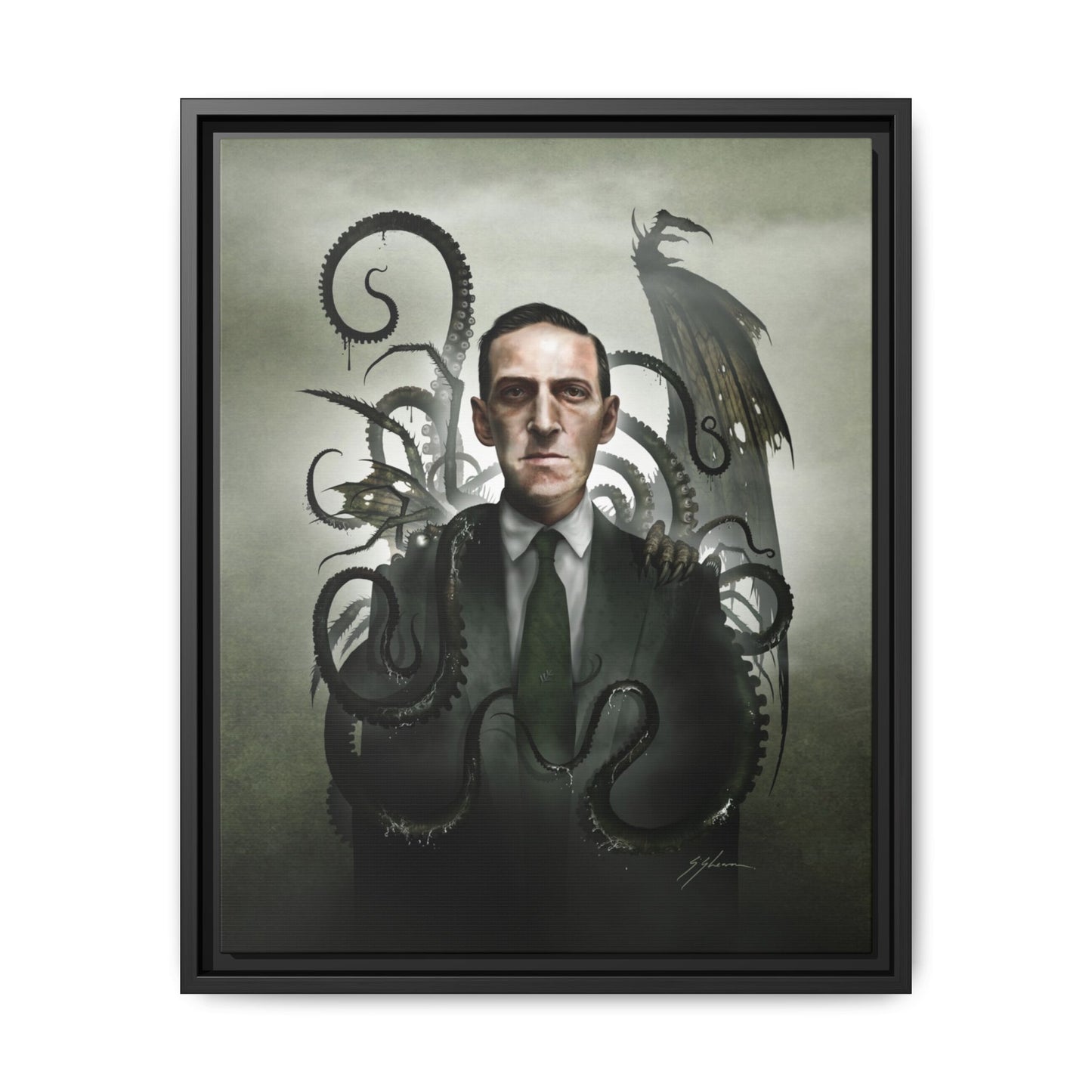 H.P. Lovecraft canvas 12x16 — eldritch horror dark art by Mister Sam Shearon