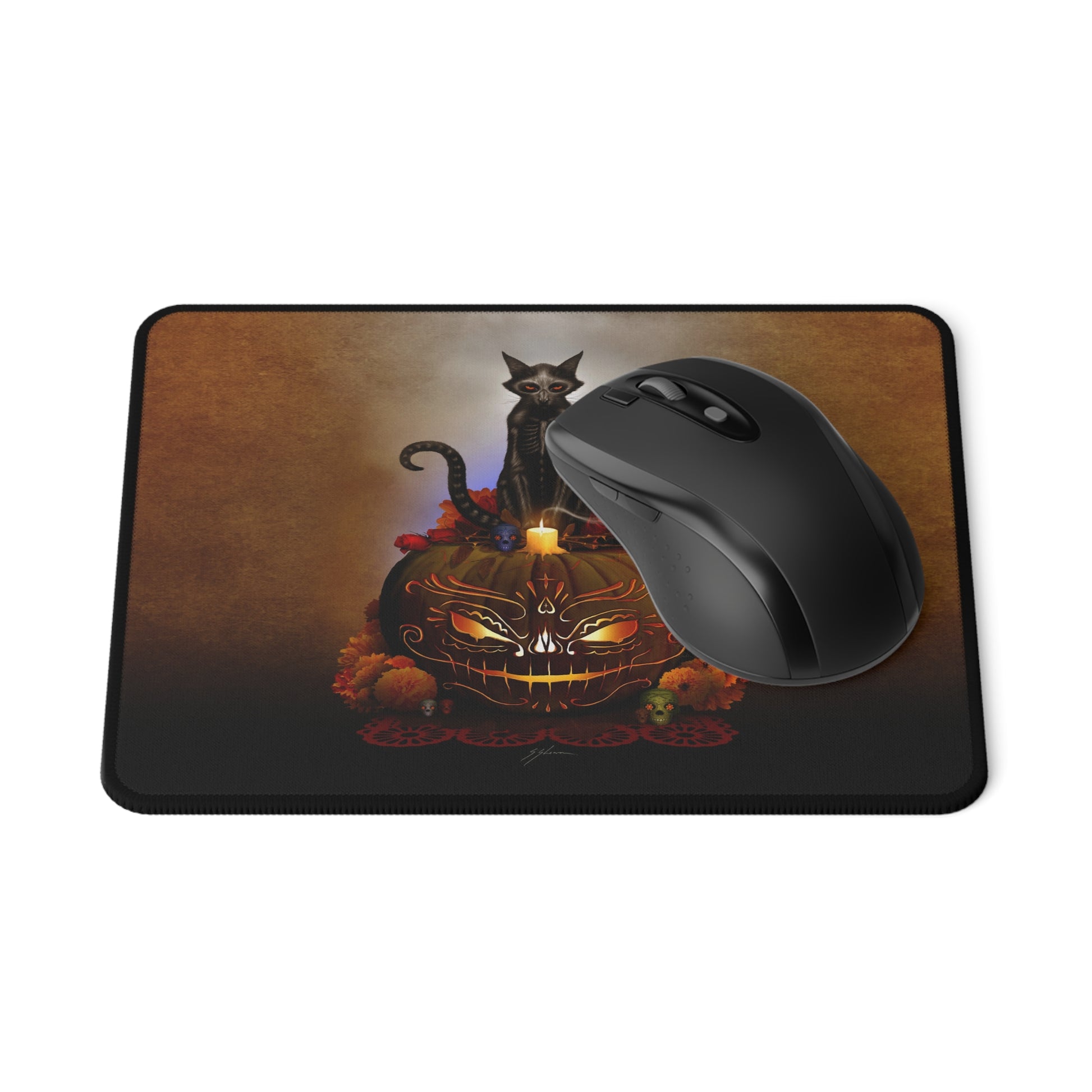 Día De Los Meowtos mouse pad surface detail — smooth polyester high-resolution print