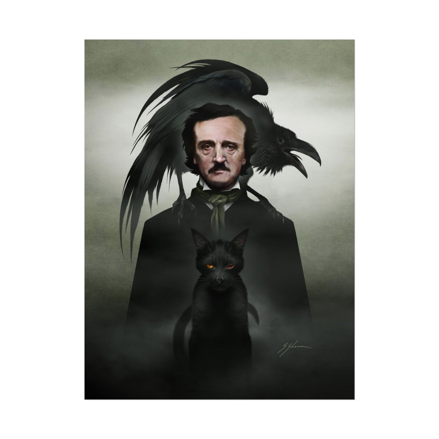Edgar Allan Poe poster 12x18 — gothic literature wall art by Mister Sam Shearon