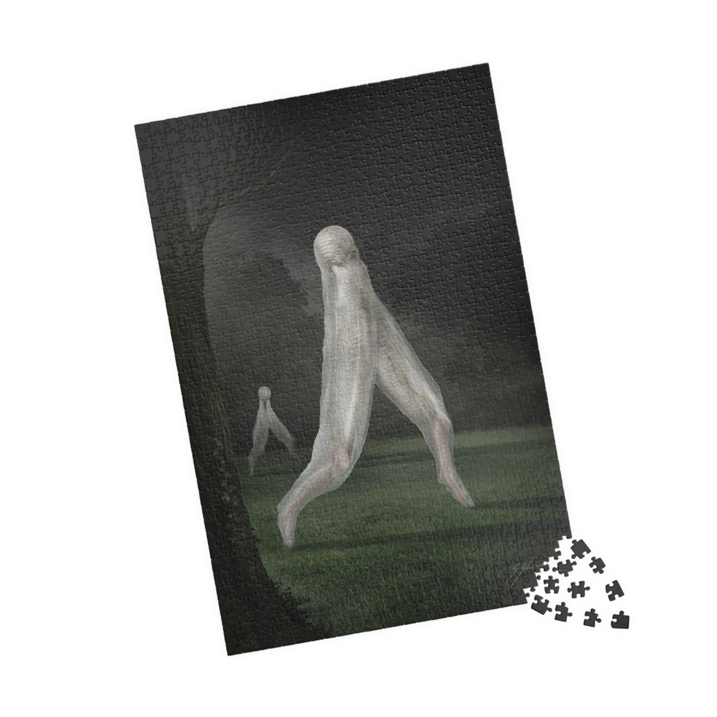 Nightcrawler jigsaw puzzle by Mister Sam Shearon — dark art, cryptid, creepypasta, paranormal, horror, human-made, non-AI. 