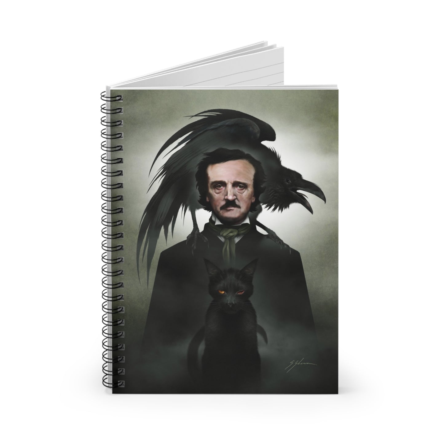 Edgar Allan Poe ruled notebook cover — Victorian horror dark art by Mister Sam Shearon