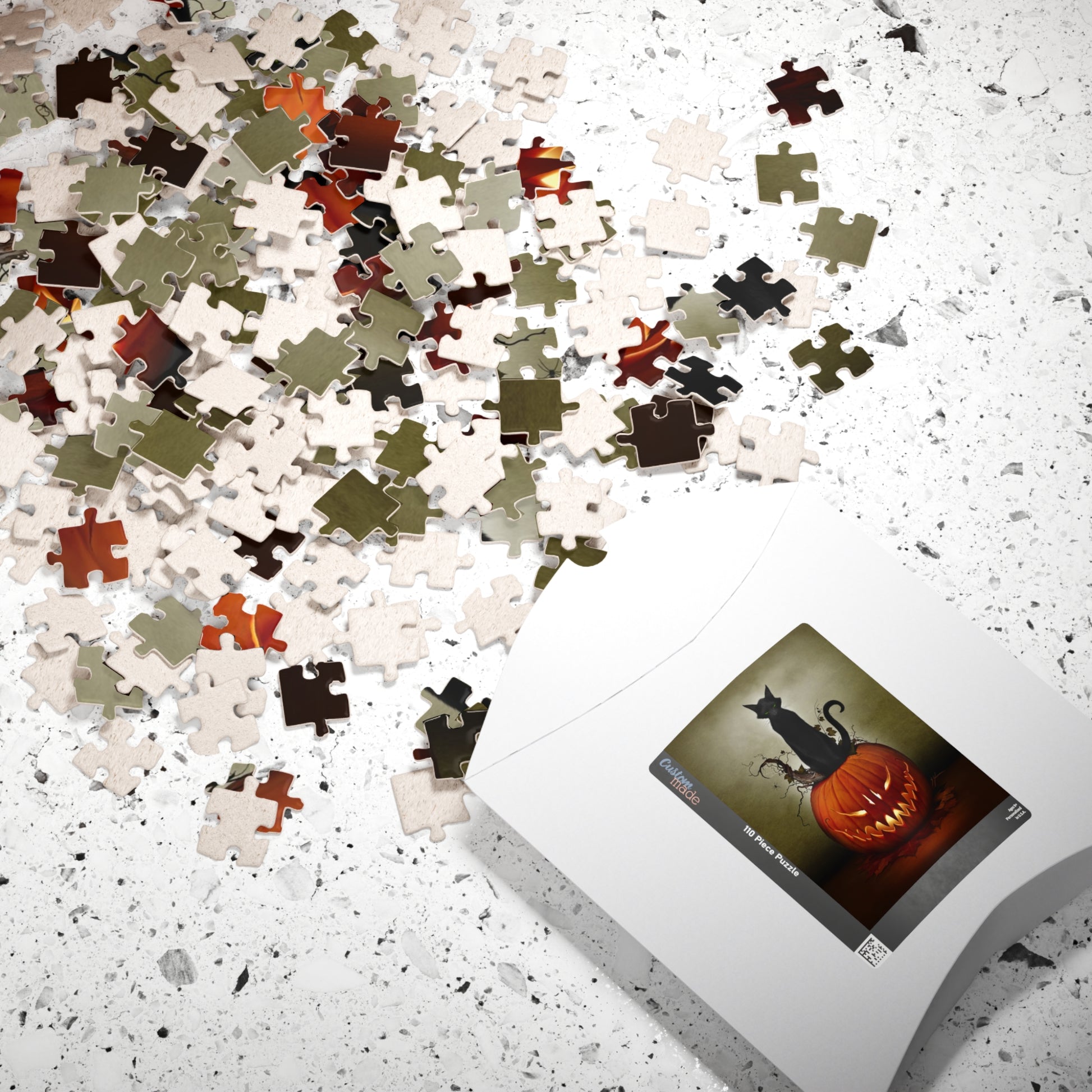 Cat O' Lantern puzzle with reference print — original artwork by Mister Sam Shearon