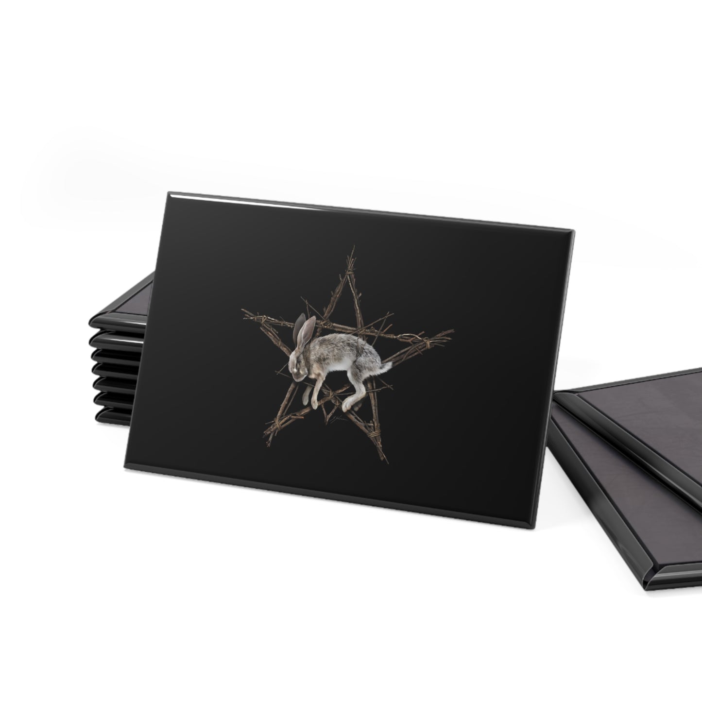 Fallen Star dark folk art magnet — hare and pentagram symbol by Mister Sam Shearon