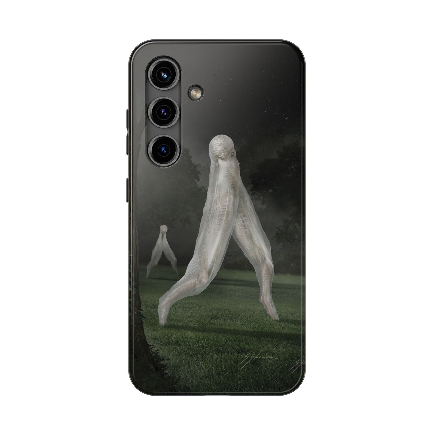 Nightcrawler phone case by Mister Sam Shearon — iPhone, Samsung, dark art, cryptid, creepypasta, paranormal, horror, human-made, non-AI. 