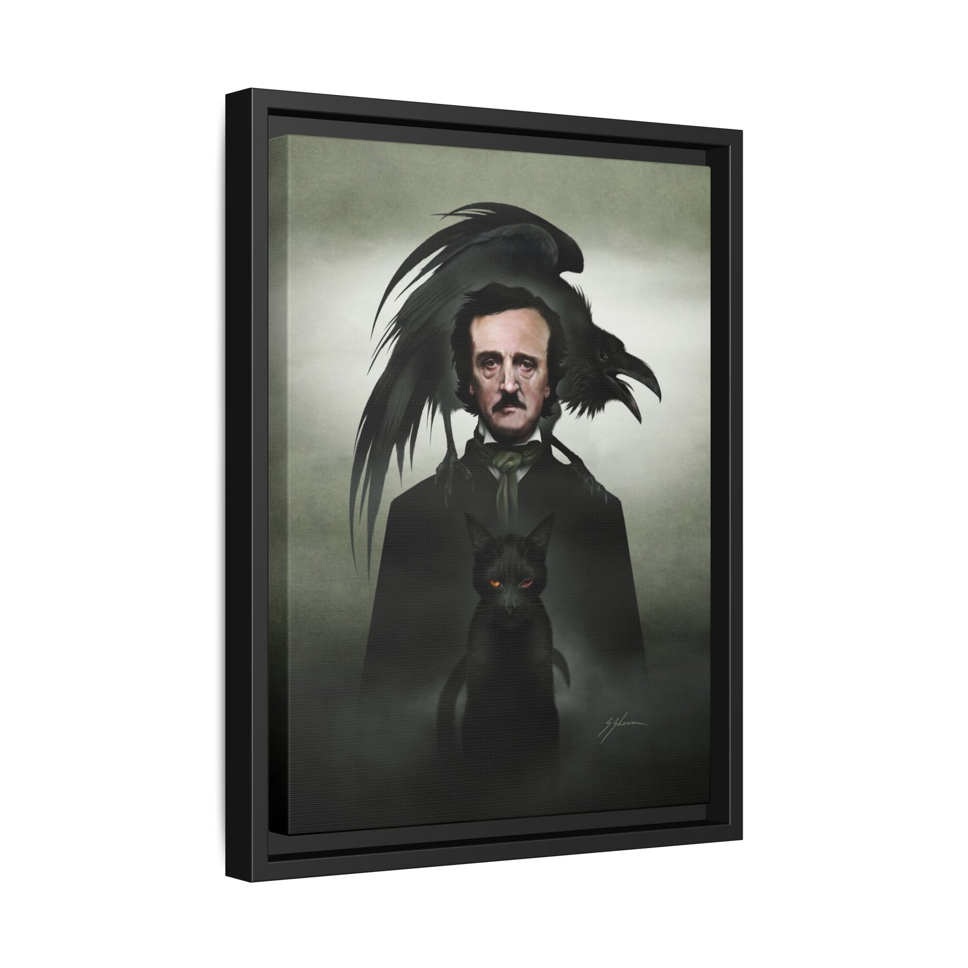 Edgar Allan Poe canvas 18x24 — large dark art framed canvas by Mister Sam Shearon