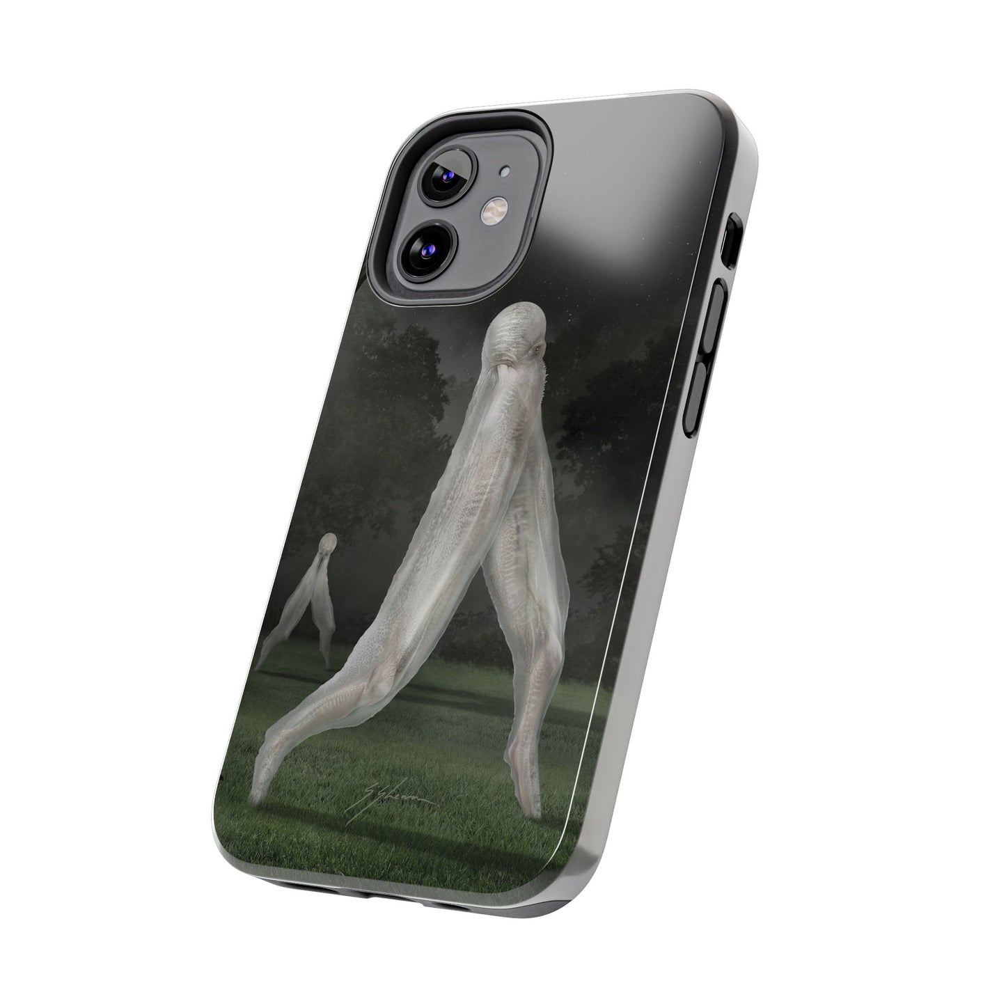 Nightcrawler phone case by Mister Sam Shearon — iPhone, Samsung, dark art, cryptid, creepypasta, paranormal, horror, human-made, non-AI. 