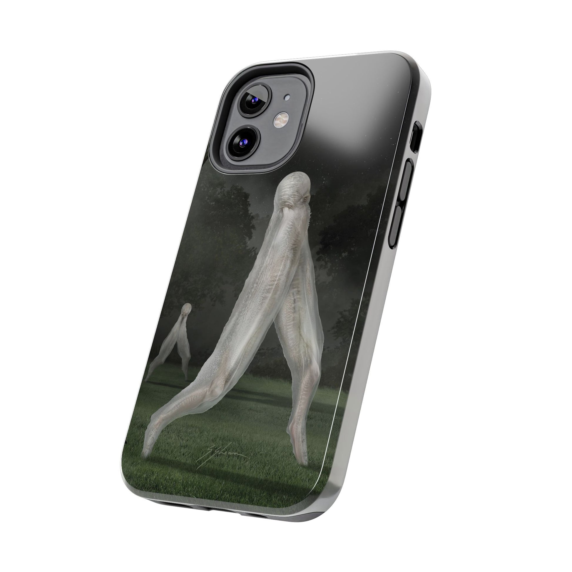 Nightcrawler phone case by Mister Sam Shearon — iPhone, Samsung, dark art, cryptid, creepypasta, paranormal, horror, human-made, non-AI. 