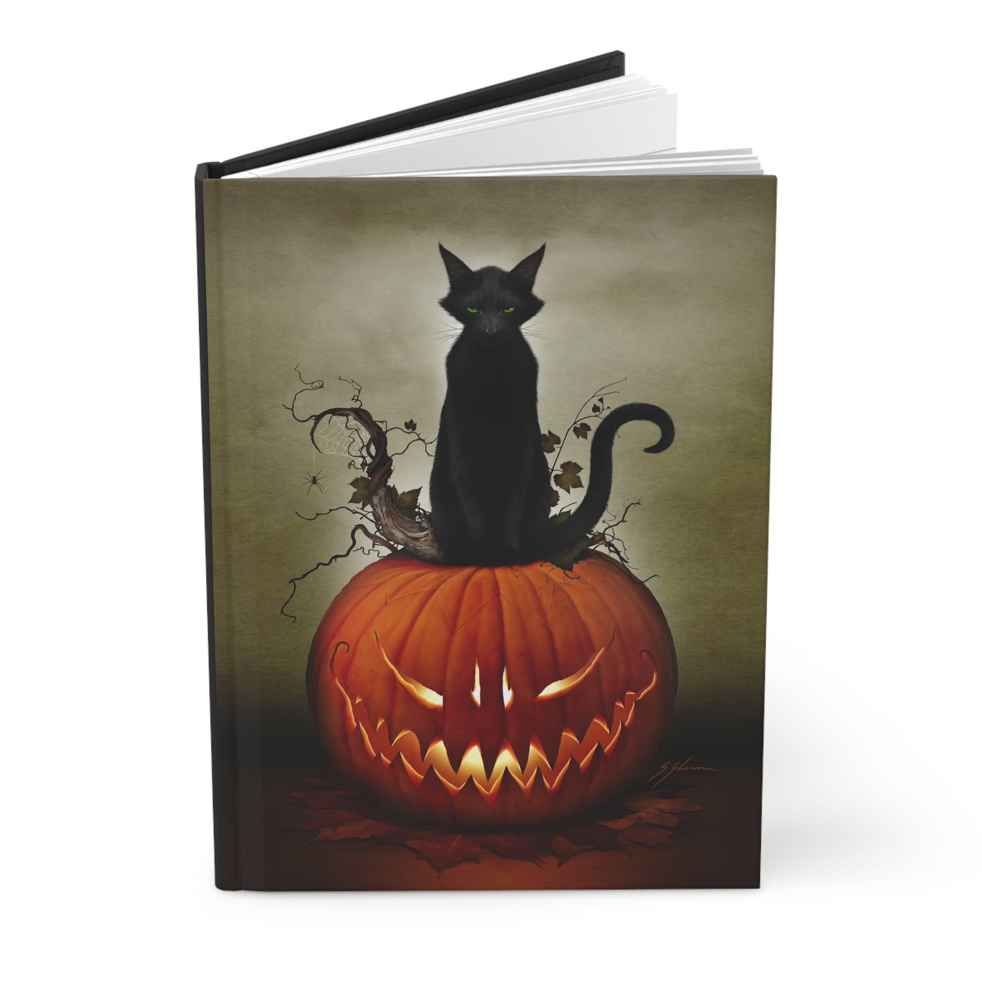 Cat O' Lantern journal wraparound cover — original Halloween artwork by Mister Sam Shearon