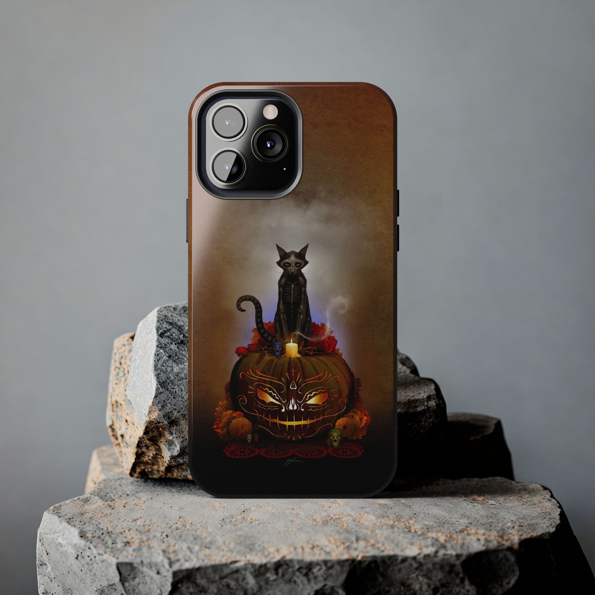 Día De Los Meowtos phone case on Samsung — original dark art by Mister Sam Shearon