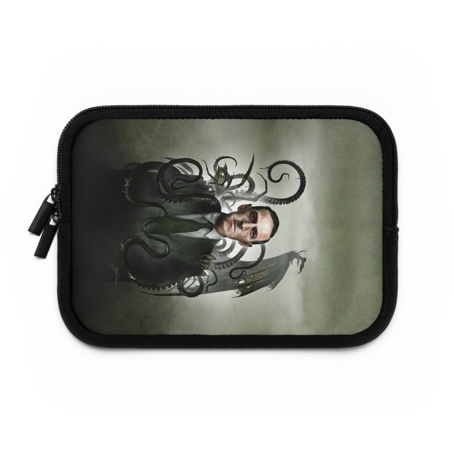 H.P. Lovecraft laptop sleeve — original cosmic horror dark art by Mister Sam Shearon