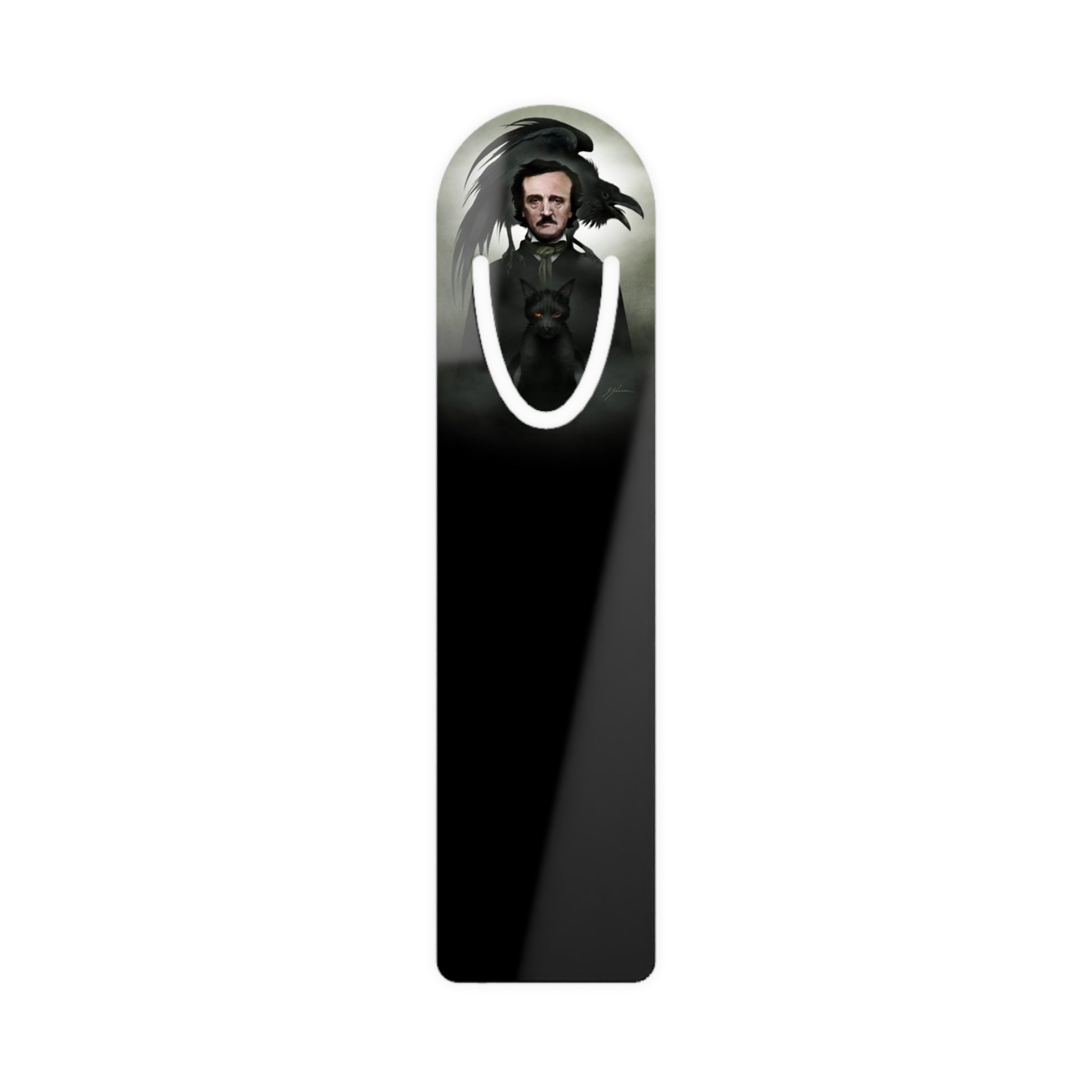 Edgar Allan Poe bookmark front — Victorian horror dark art collectible by Mister Sam Shearon