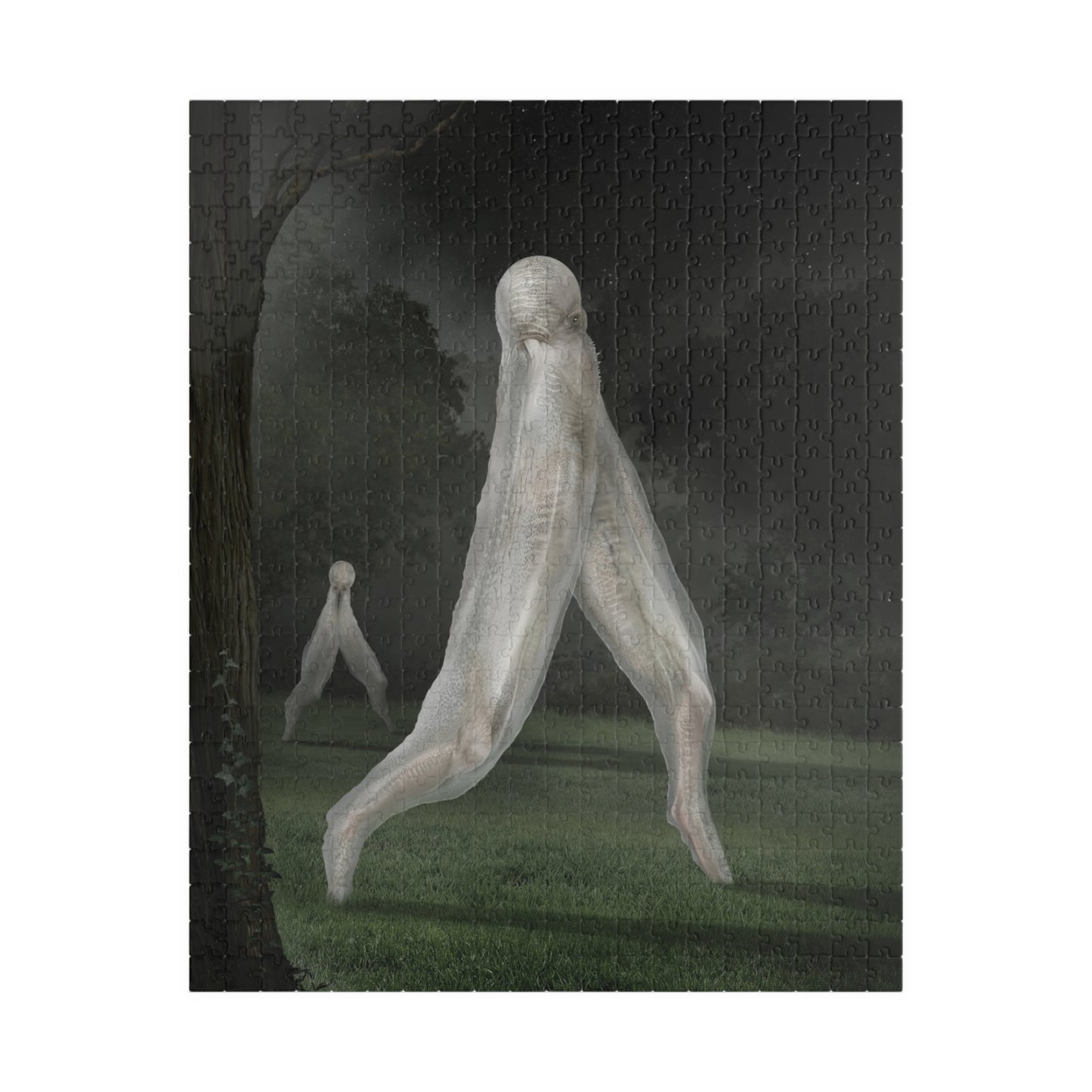 Nightcrawler jigsaw puzzle by Mister Sam Shearon — dark art, cryptid, creepypasta, paranormal, horror, human-made, non-AI. 