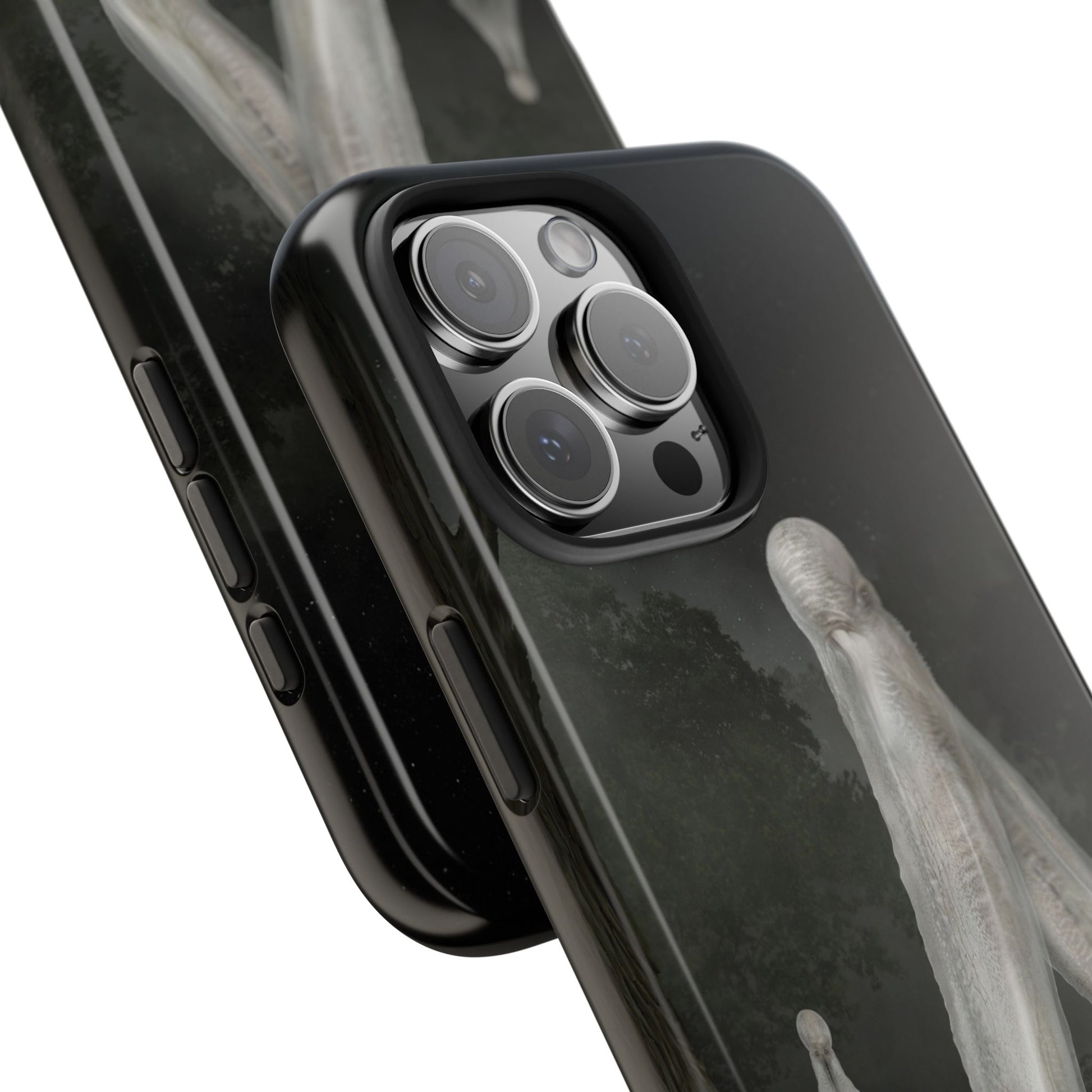 Nightcrawler phone case by Mister Sam Shearon — iPhone, Samsung, dark art, cryptid, creepypasta, paranormal, horror, human-made, non-AI. 