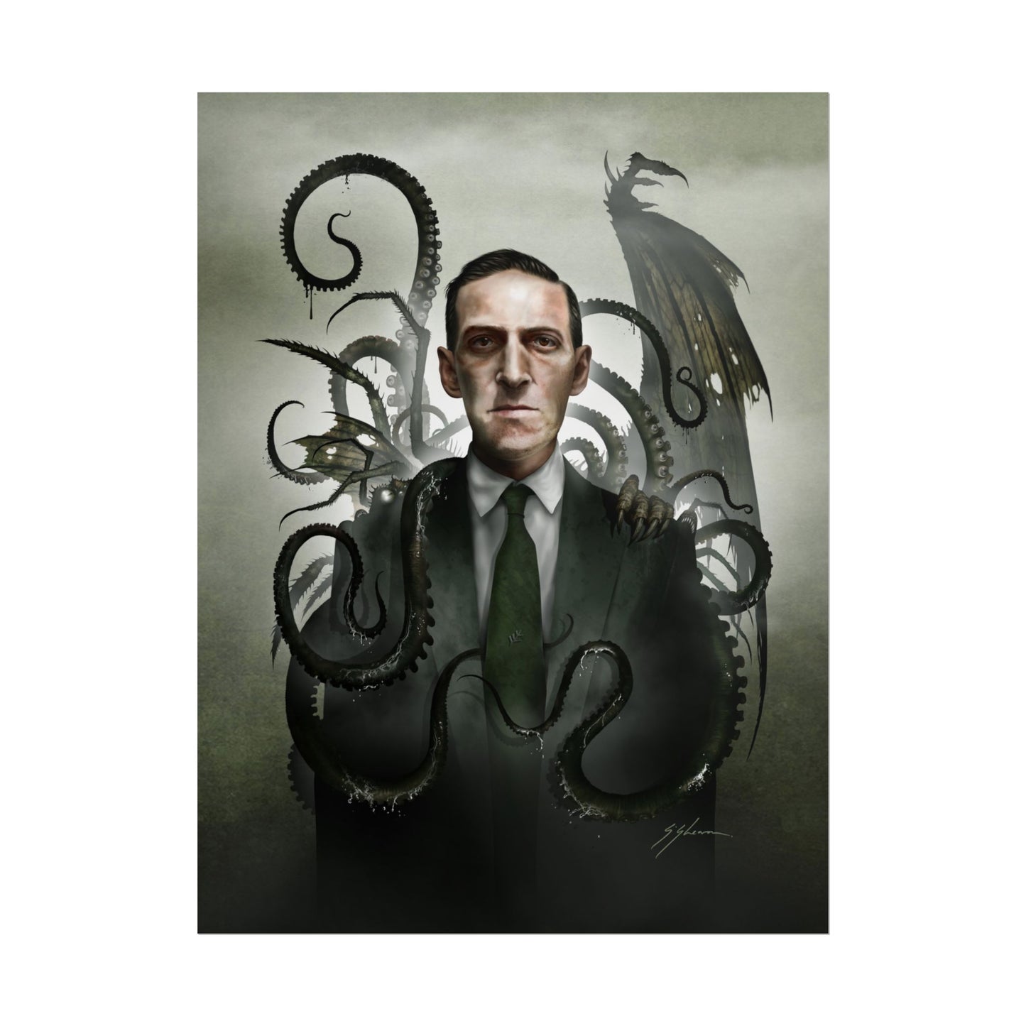 H.P. Lovecraft poster 12x18 — cosmic horror gothic wall art by Mister Sam Shearon