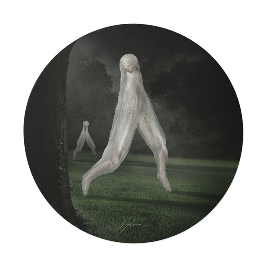 Nightcrawler round vinyl sticker — original cryptid dark art by Mister Sam Shearon