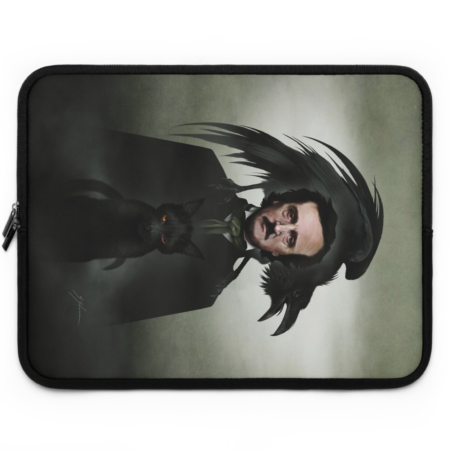 Edgar Allan Poe laptop or tablet sleeve — Mister Sam Shearon dark art, padded protection