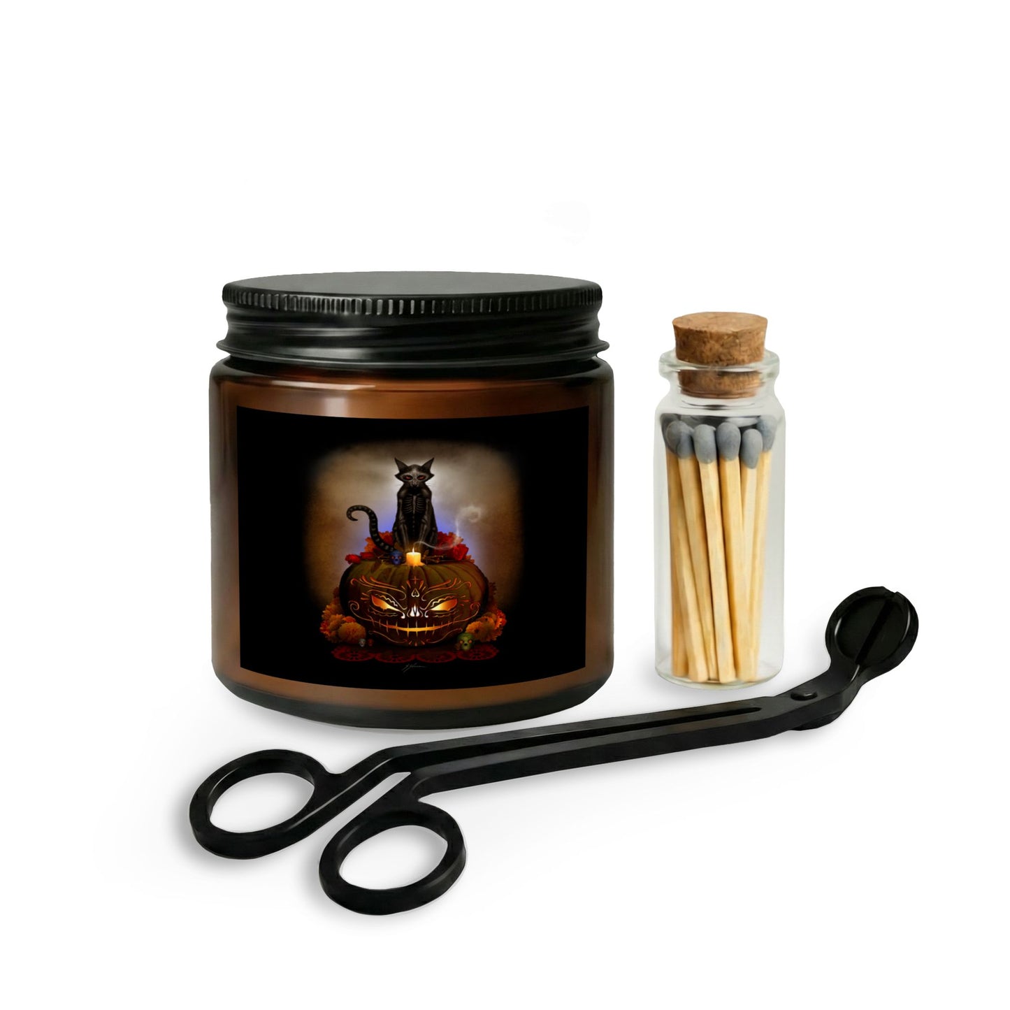 Día De Los Meowtos candle gift set — Day of the Dead dark art by Mister Sam Shearon