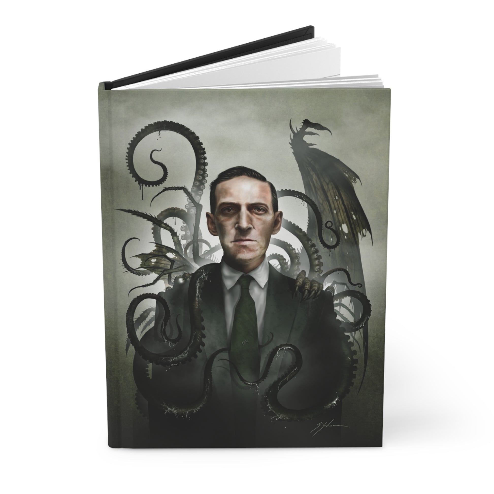 H.P. Lovecraft hardcover journal — original cosmic horror dark art portrait by Mister Sam Shearon