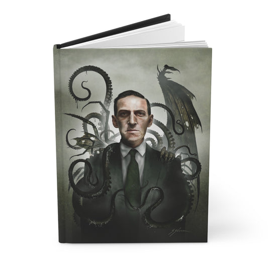 H.P. Lovecraft hardcover journal — original cosmic horror dark art portrait by Mister Sam Shearon