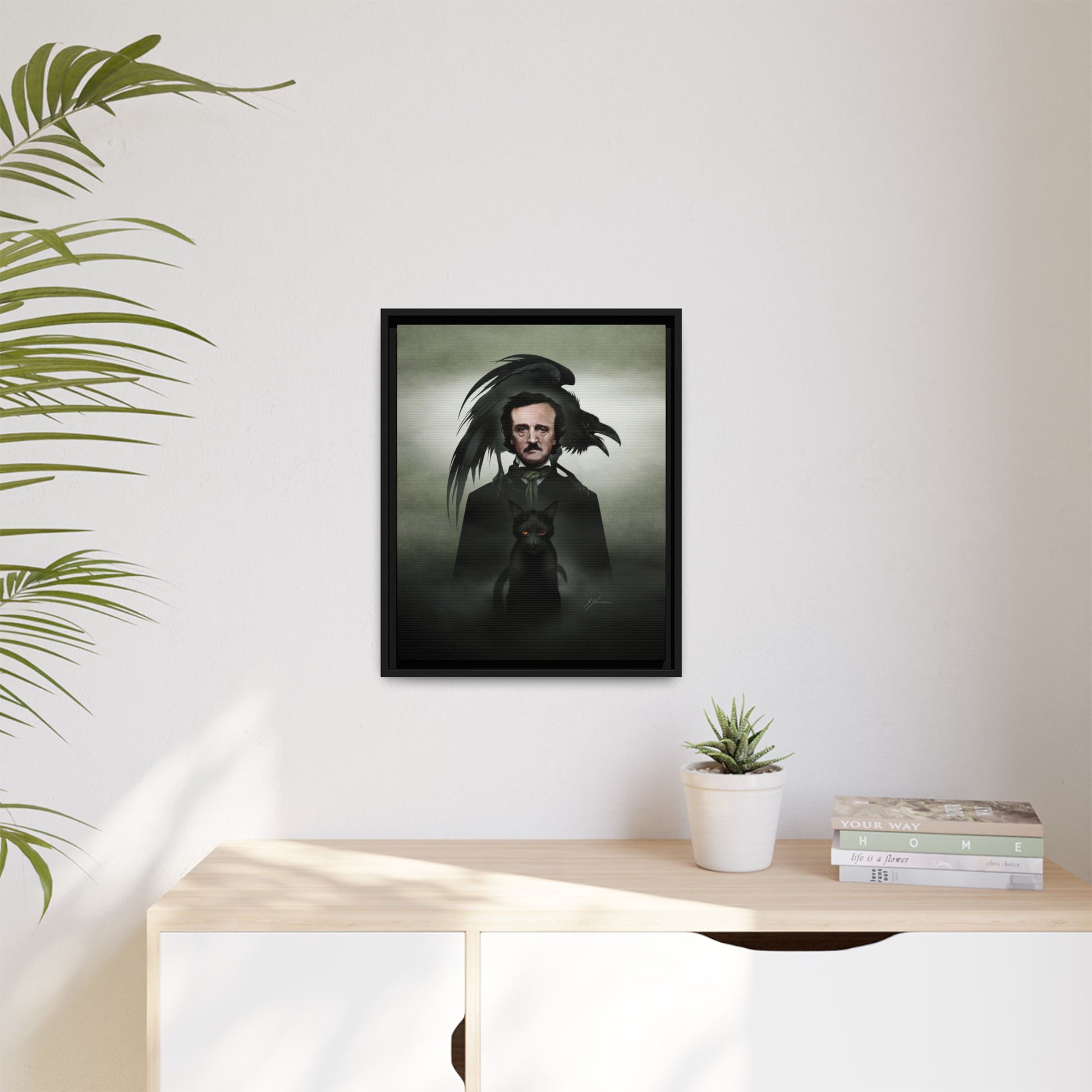Edgar Allan Poe canvas living room — gothic framed print by Mister Sam Shearon