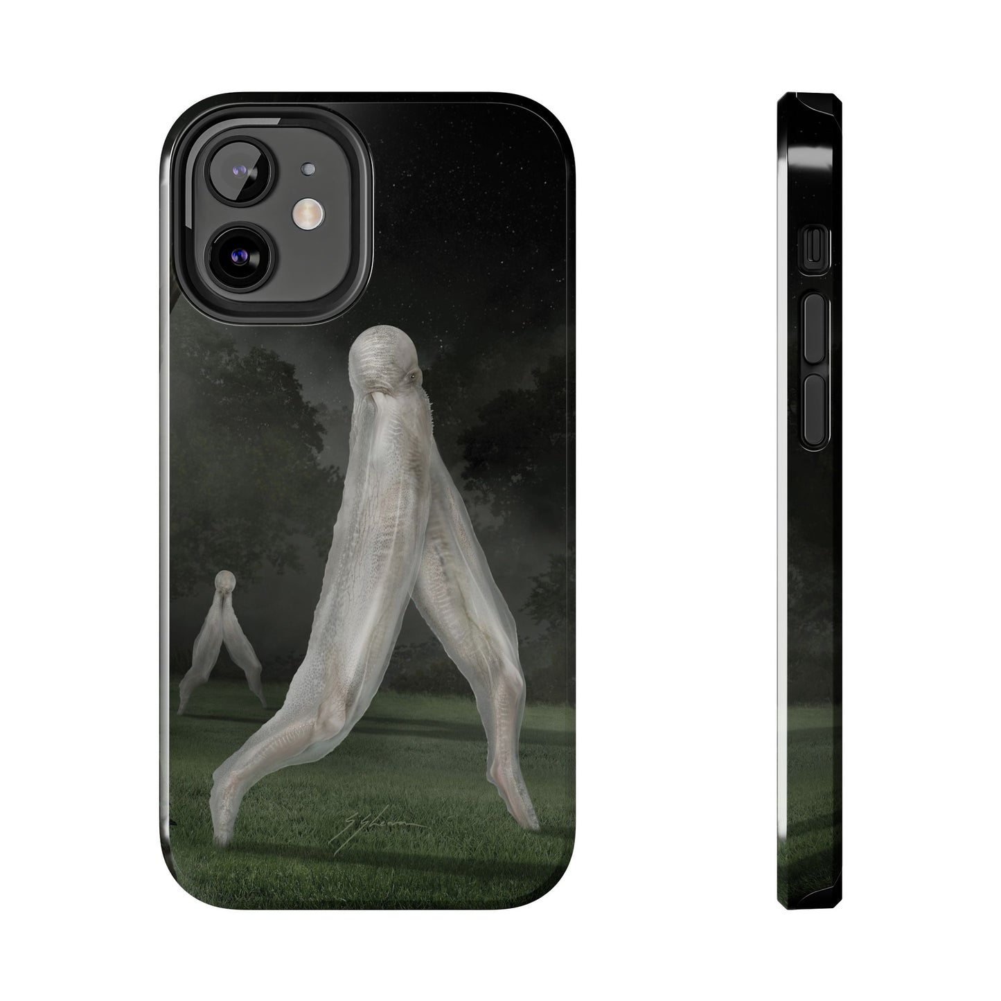 Nightcrawler phone case by Mister Sam Shearon — iPhone, Samsung, dark art, cryptid, creepypasta, paranormal, horror, human-made, non-AI.