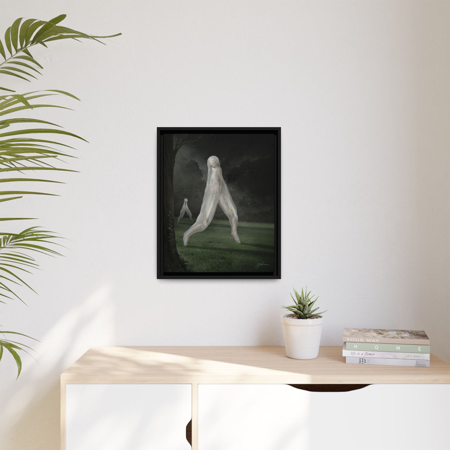 Nightcrawler canvas living room — cryptid dark art framed print by Mister Sam Shearon
