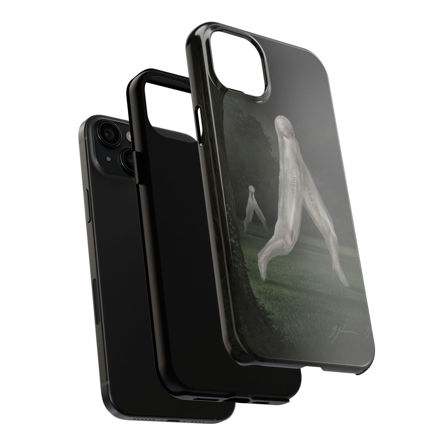 Nightcrawler phone case by Mister Sam Shearon — iPhone, Samsung, dark art, cryptid, creepypasta, paranormal, horror, human-made, non-AI. 