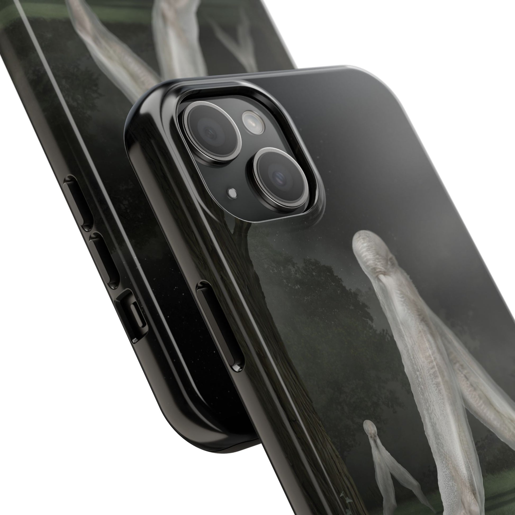 Nightcrawler phone case by Mister Sam Shearon — iPhone, Samsung, dark art, cryptid, creepypasta, paranormal, horror, human-made, non-AI. 
