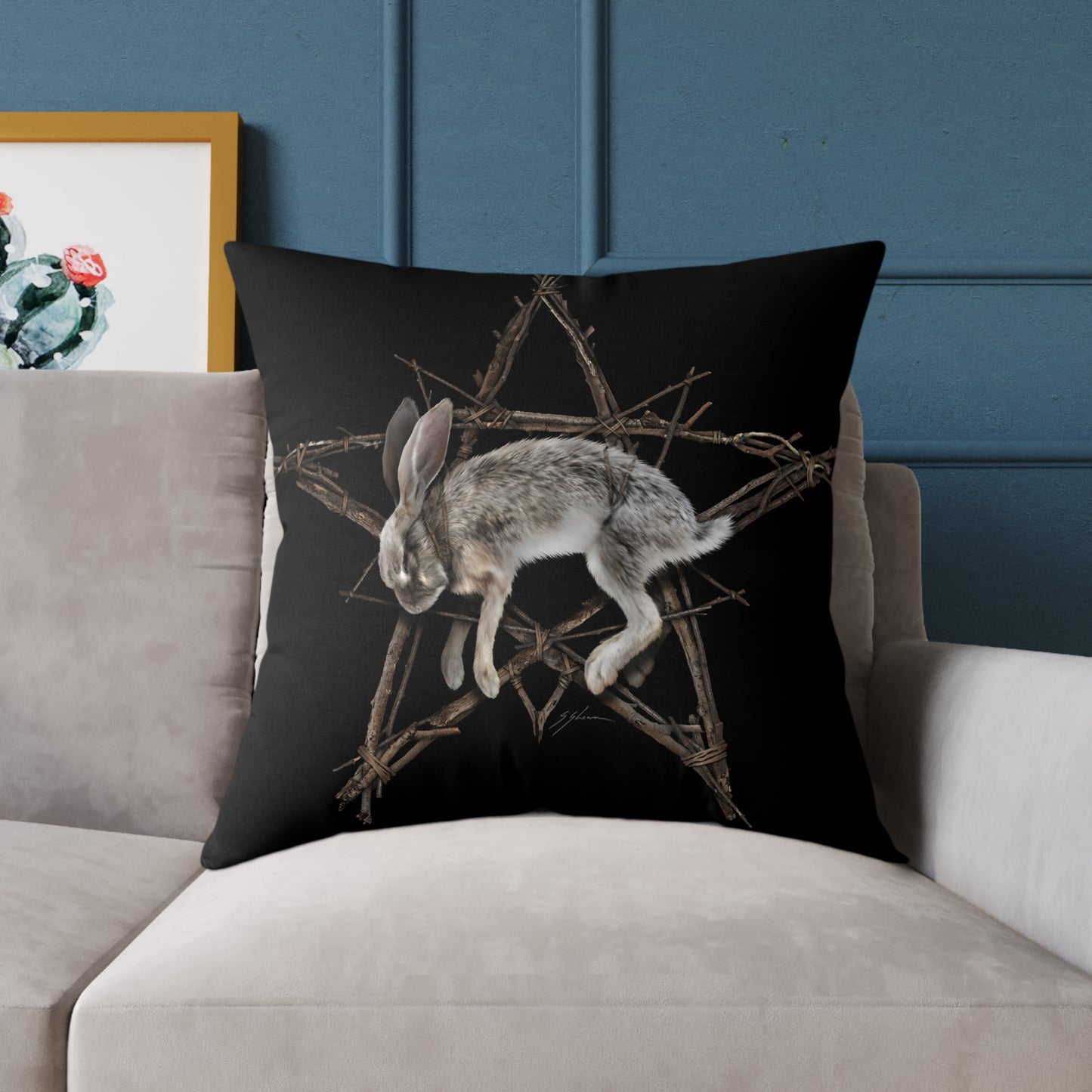 Fallen Star canvas pillow detail shot — gothic witchcraft home decor by Mister Sam Shearon