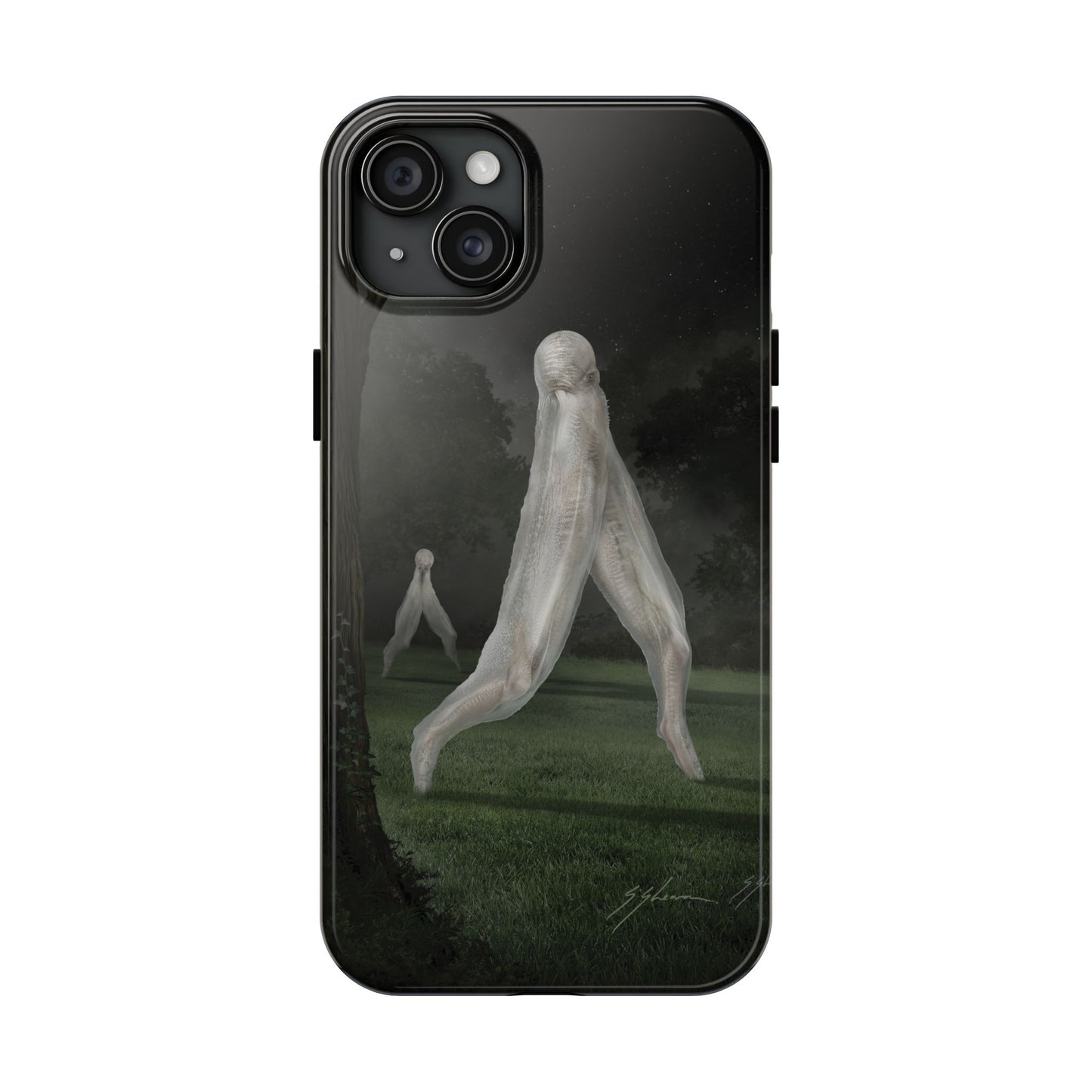 Nightcrawler phone case by Mister Sam Shearon — iPhone, Samsung, dark art, cryptid, creepypasta, paranormal, horror, human-made, non-AI. 