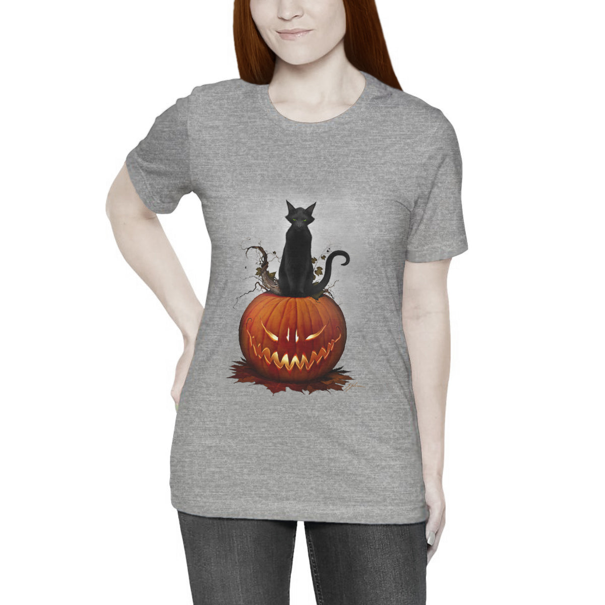 Cat O' Lantern All Hallows' Eve unisex tee — gothic dark art Halloween gift by Mister Sam Shearon