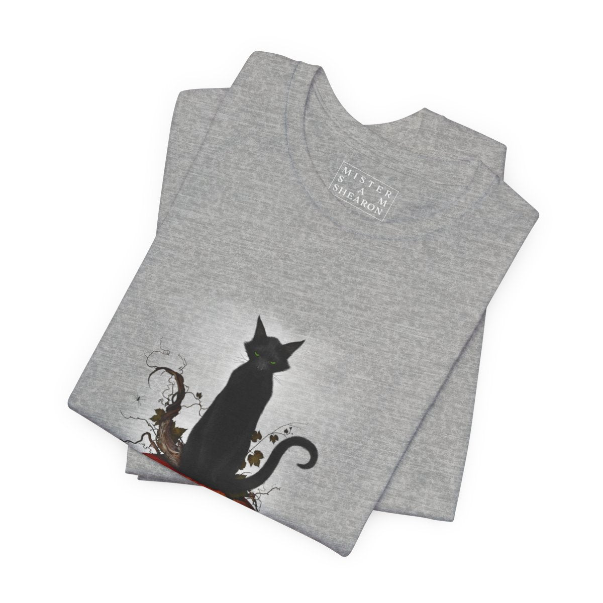Cat O' Lantern Halloween dark art shirt — human-made gothic horror design by Mister Sam Shearon, zero AI