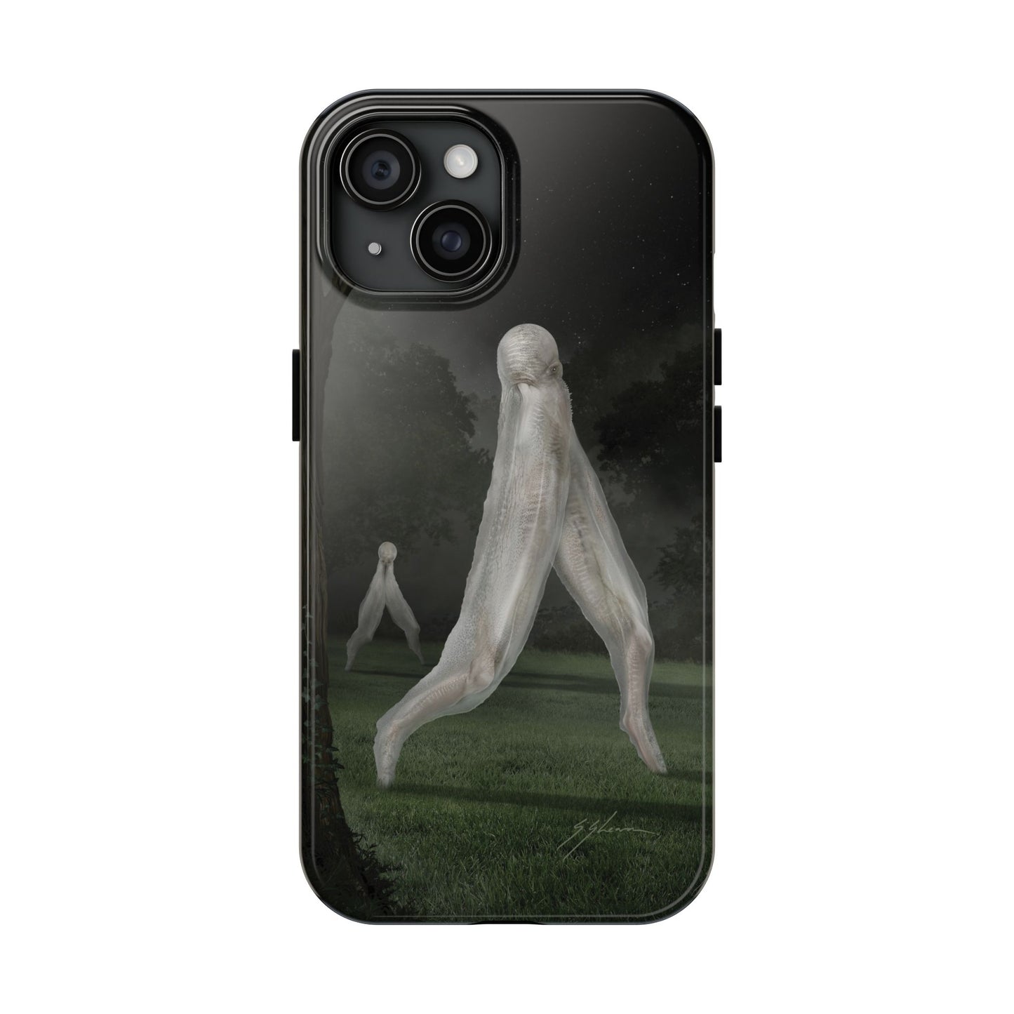 Nightcrawler phone case by Mister Sam Shearon — iPhone, Samsung, dark art, cryptid, creepypasta, paranormal, horror, human-made, non-AI. 