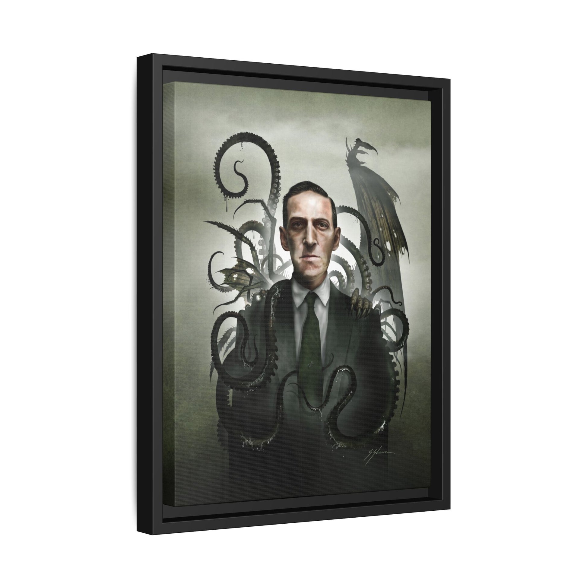 H.P. Lovecraft canvas 18x24 — large dark art framed canvas by Mister Sam Shearon