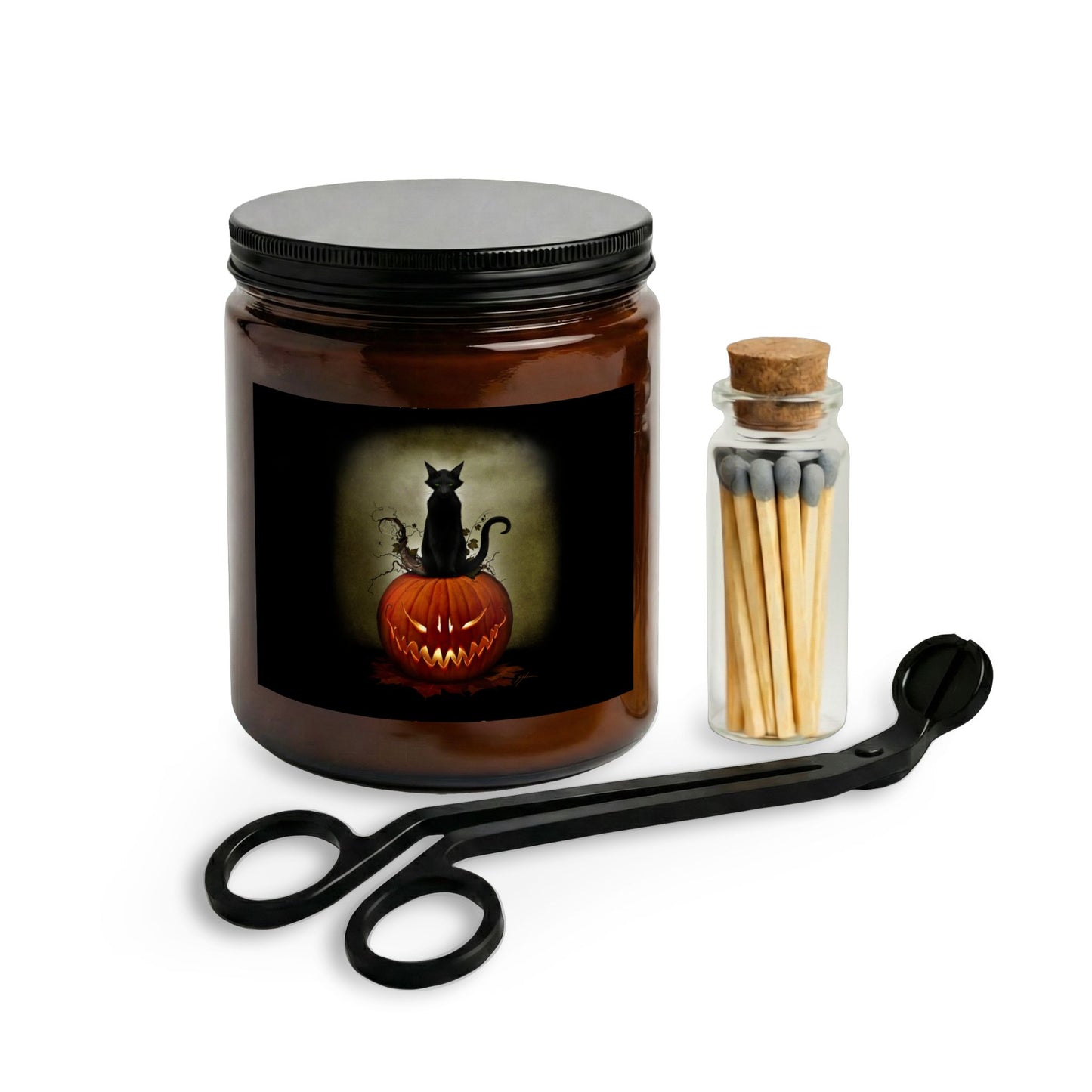 Cat O' Lantern candle set with matches and wick trimmer — Mister Sam Shearon All Hallows' Eve collection