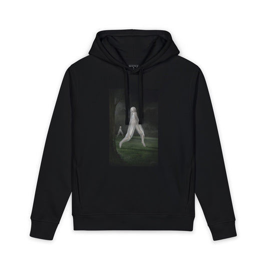 Nightcrawler unisex hoodie front — original cryptid dark art by Mister Sam Shearon