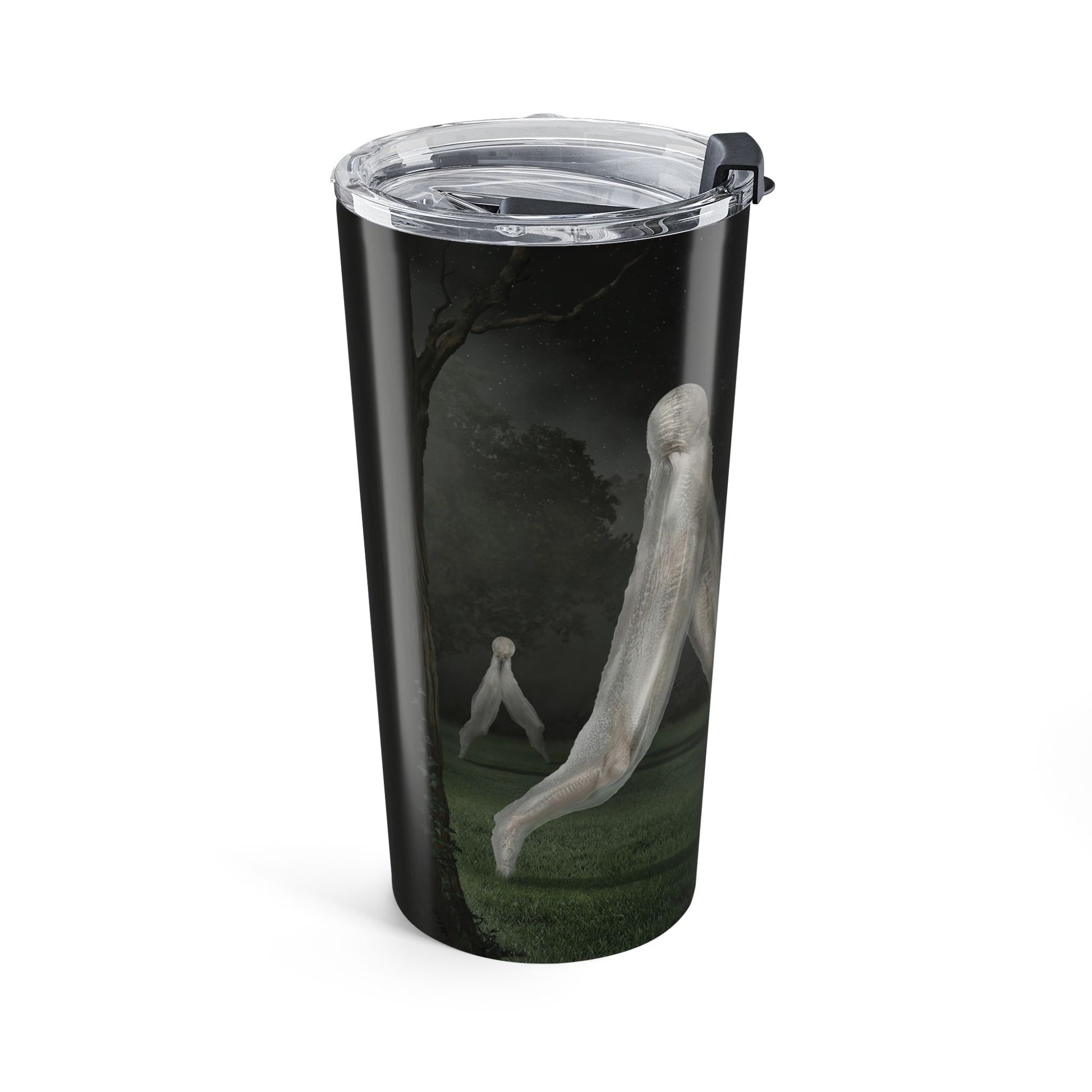 Nightcrawler tumbler detail — Mister Sam Shearon cryptozoology dark art print close-up
