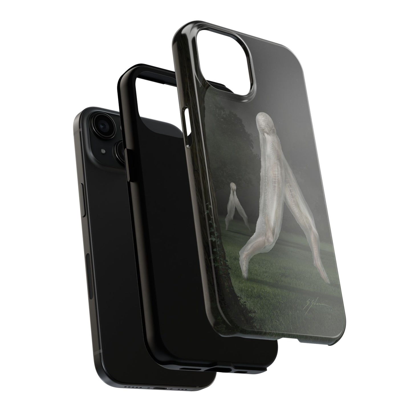 Nightcrawler phone case by Mister Sam Shearon — iPhone, Samsung, dark art, cryptid, creepypasta, paranormal, horror, human-made, non-AI. 