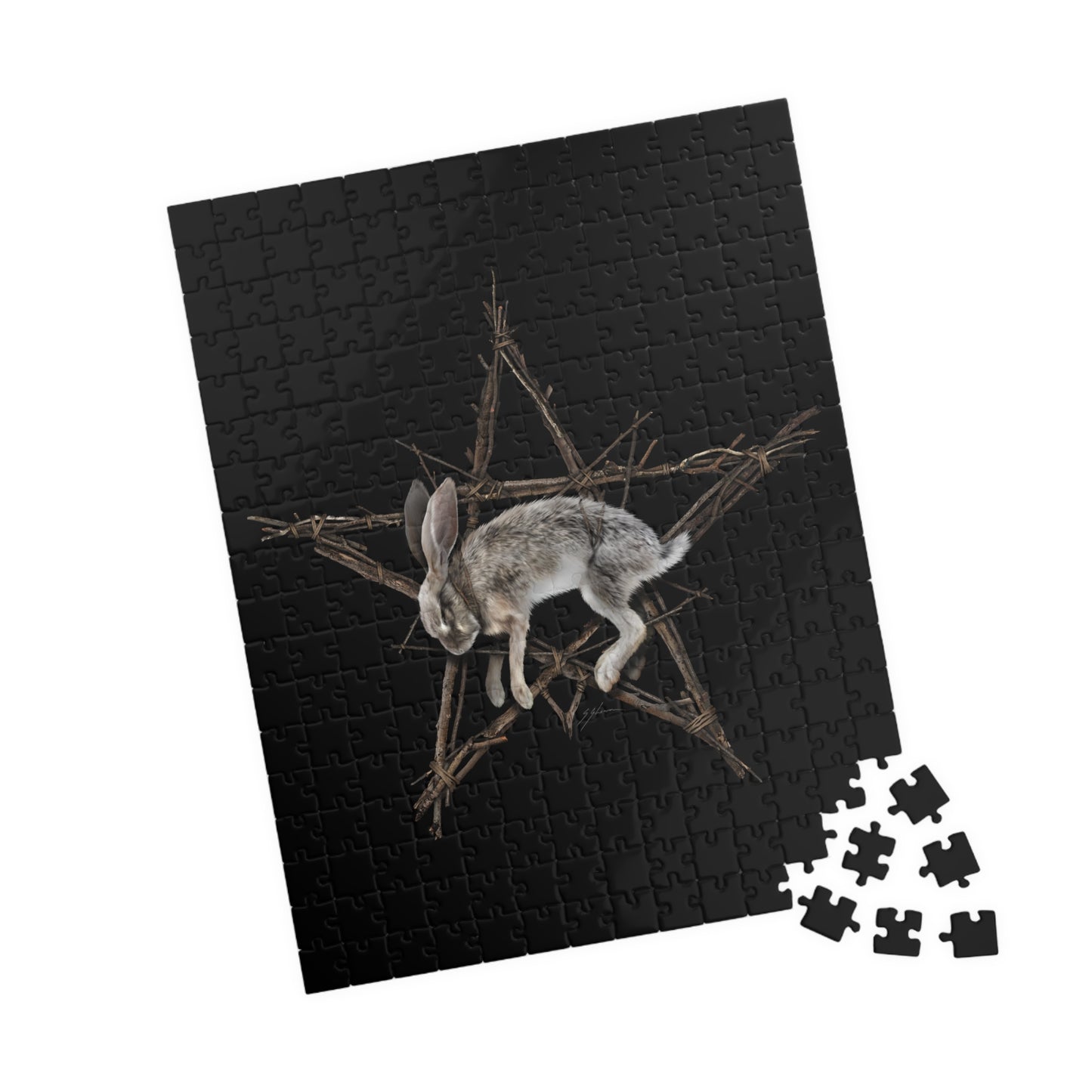 Fallen Star dark folk art puzzle — hare and pentagram symbol by Mister Sam Shearon