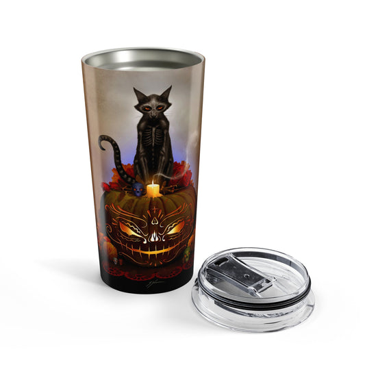 Día De Los Meowtos 20oz tumbler — Day of the Dead dark art by Mister Sam Shearon