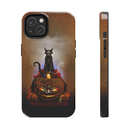 Día De Los Meowtos tough phone case — Day of the Dead dark art by Mister Sam Shearon