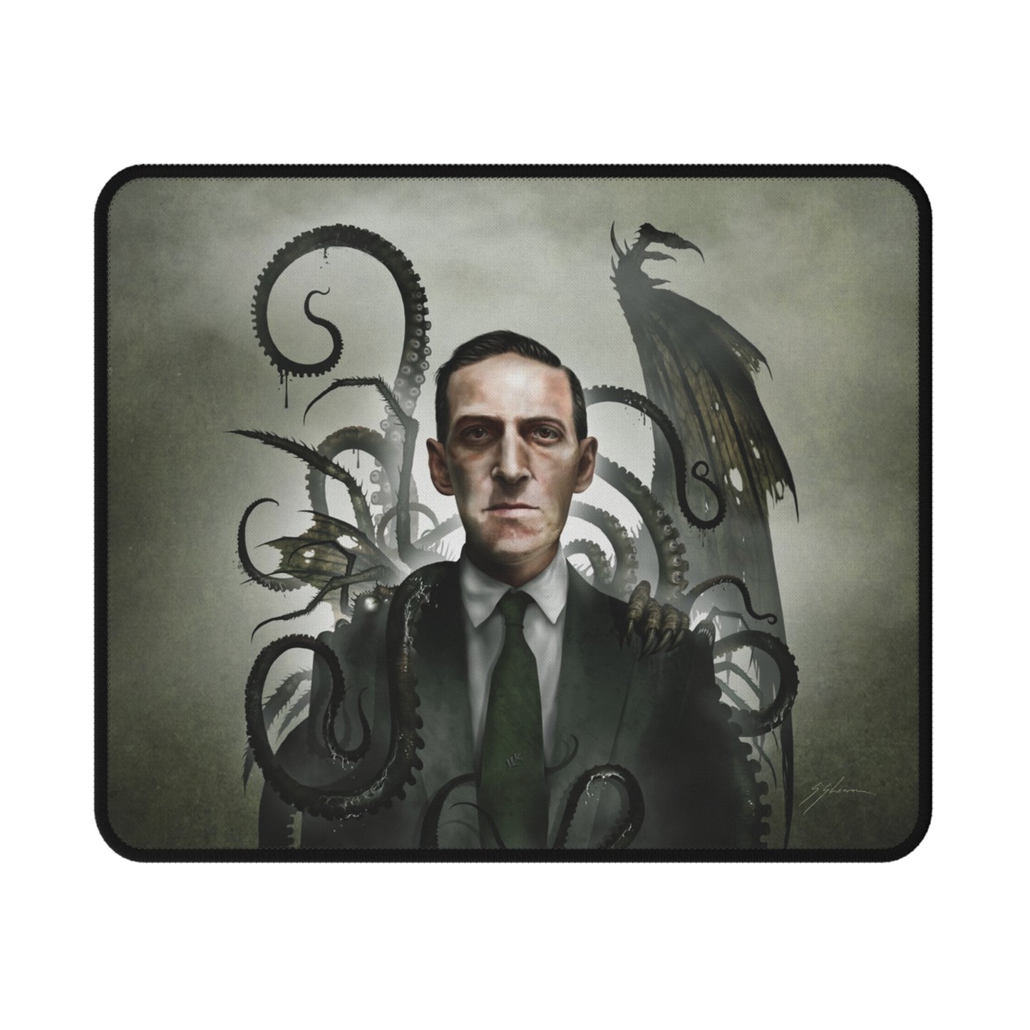 H.P. Lovecraft mouse pad — original cosmic horror dark art by Mister Sam Shearon