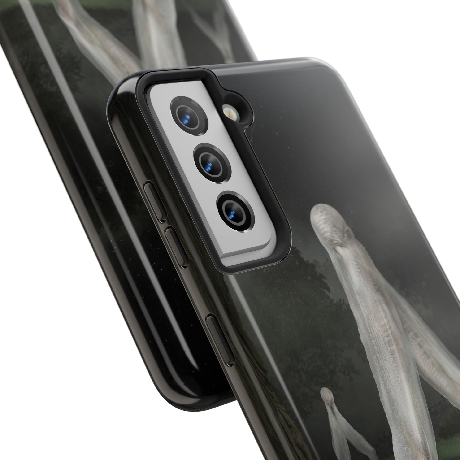 Nightcrawler phone case by Mister Sam Shearon — iPhone, Samsung, dark art, cryptid, creepypasta, paranormal, horror, human-made, non-AI. 