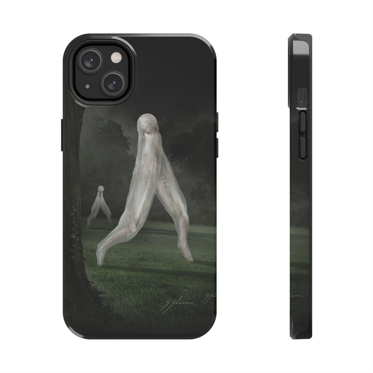 Nightcrawler phone case by Mister Sam Shearon — iPhone, Samsung, dark art, cryptid, creepypasta, paranormal, horror, human-made, non-AI. 
