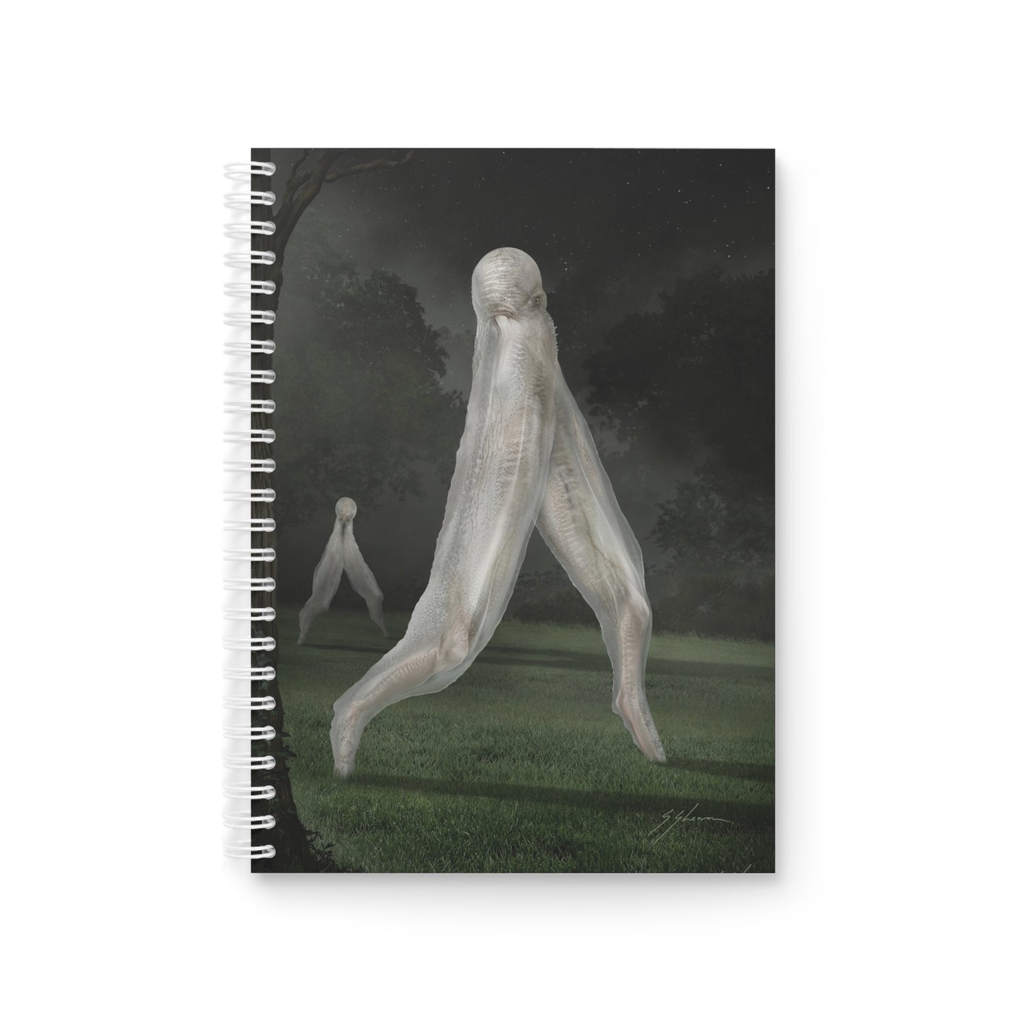 Nightcrawler spiral notebook — original cryptid dark art by Mister Sam Shearon
