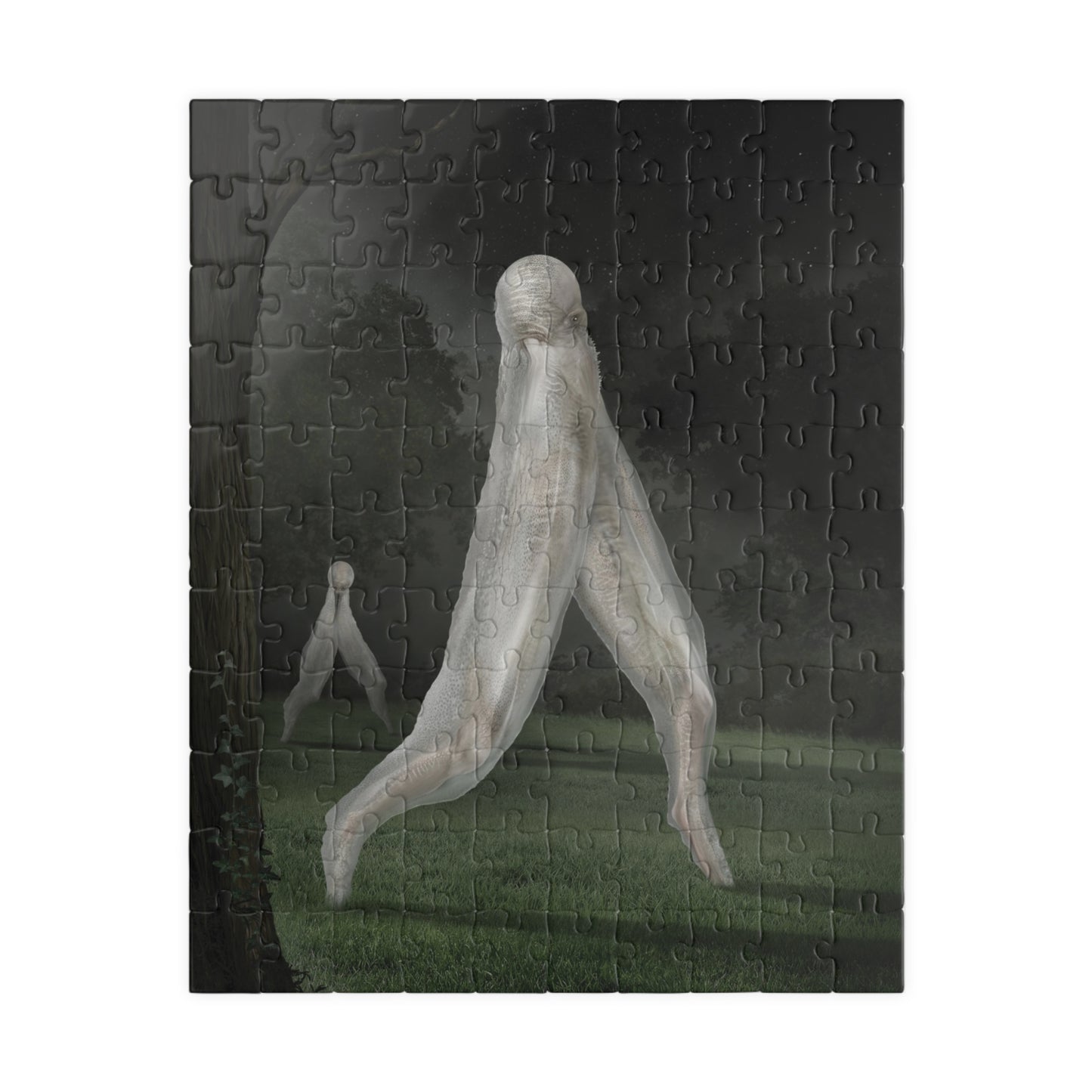 Nightcrawler jigsaw puzzle by Mister Sam Shearon — dark art, cryptid, creepypasta, paranormal, horror, human-made, non-AI. 