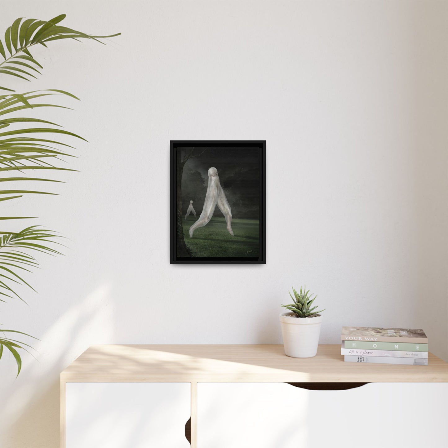 Nightcrawler framed canvas black frame — sinister cryptid wall art by Mister Sam Shearon