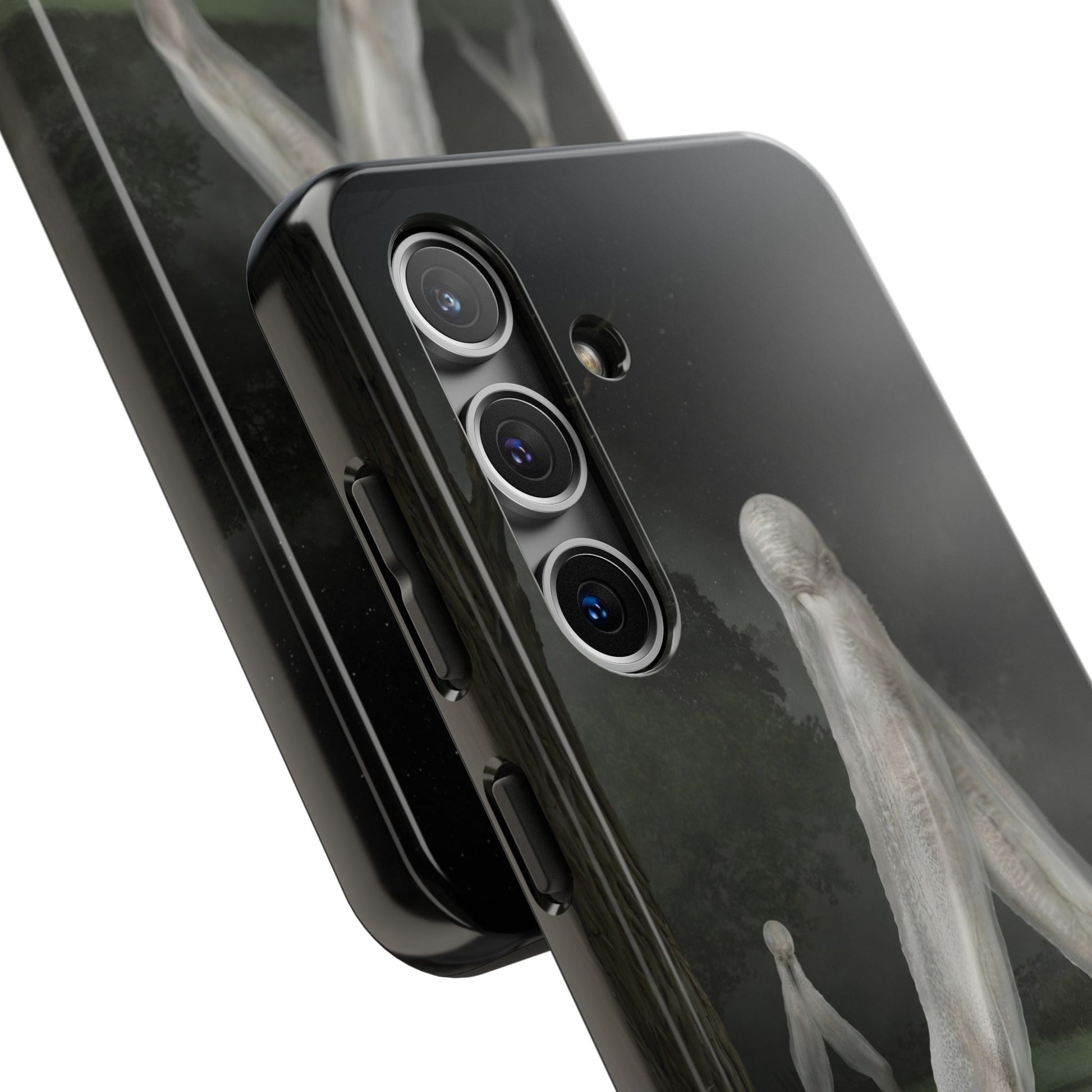 Nightcrawler phone case by Mister Sam Shearon — iPhone, Samsung, dark art, cryptid, creepypasta, paranormal, horror, human-made, non-AI. 