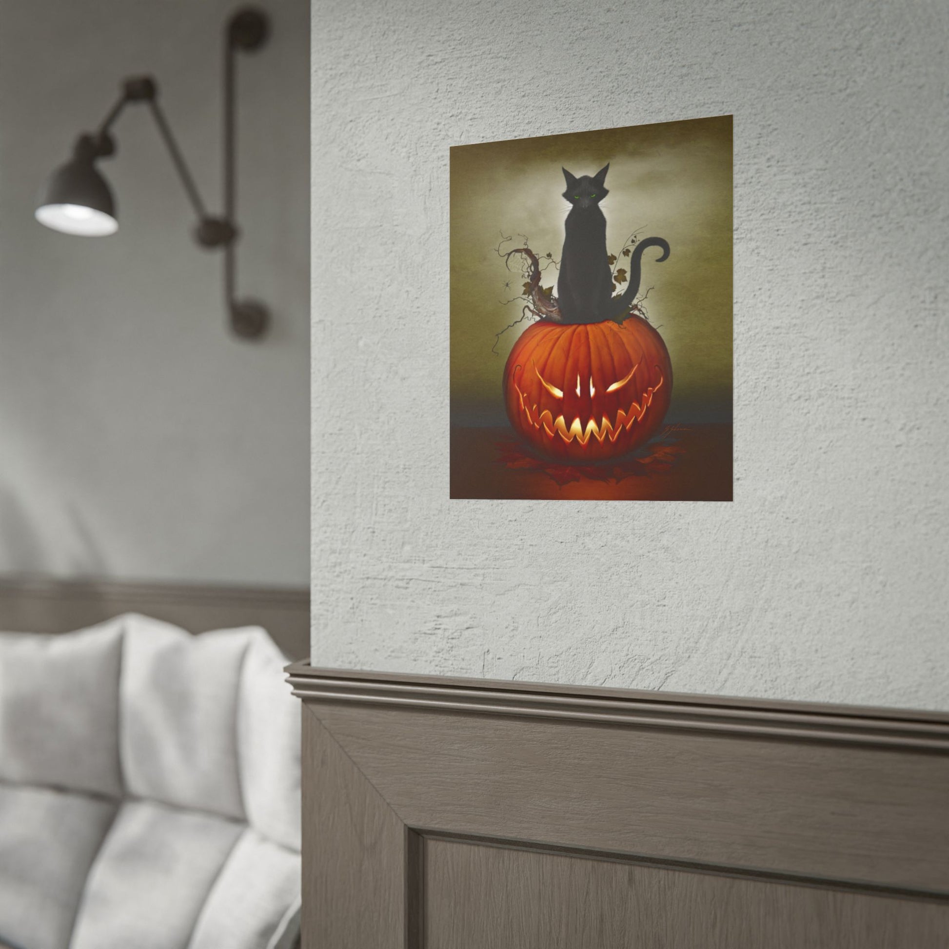Cat O' Lantern poster 18x24 — large Halloween dark art print by Mister Sam Shearon